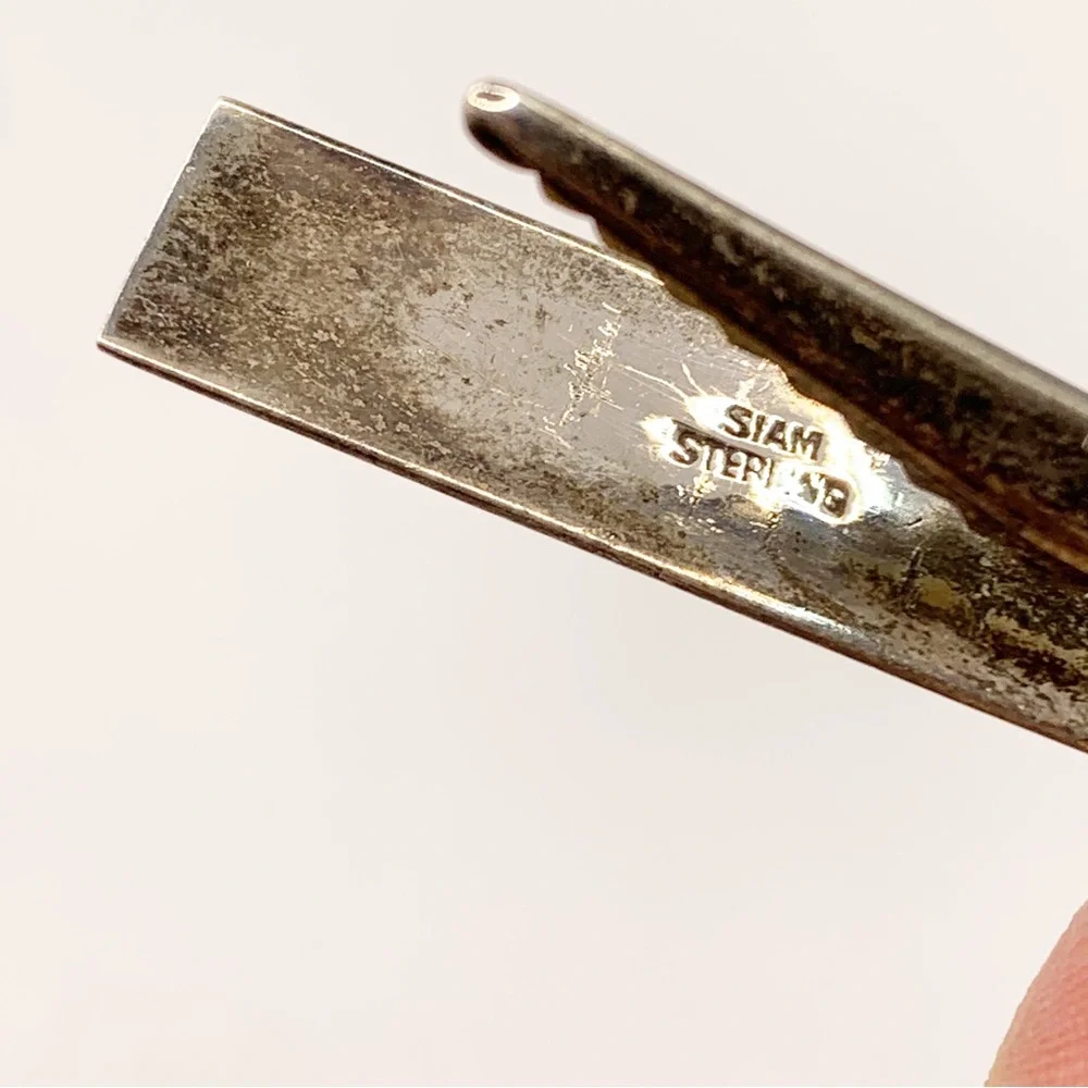 Vintage Siam Sterling silver Asian Niello enamel men’s tie clip